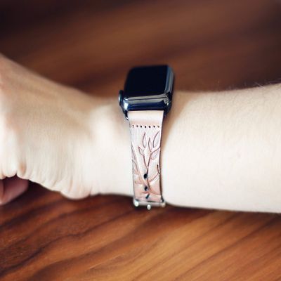 iwatch Leather Apple Watch band, for 38mm 42mm iwatch band, iwatch band boho Bohemian Pearl, floral, Custom made to Order