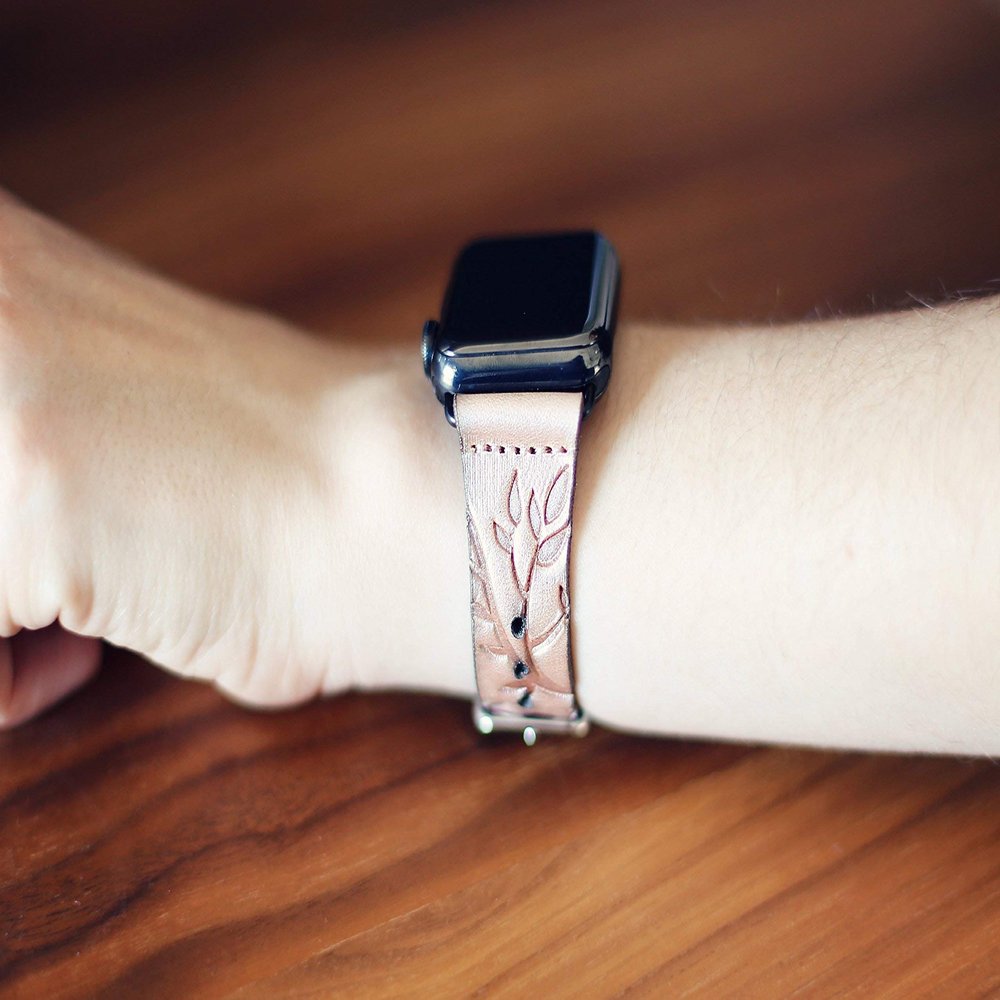 iwatch Leather Apple Watch band, for 38mm 42mm iwatch band, iwatch band boho Bohemian Pearl, floral, Custom made to Order