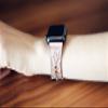 iwatch Leather Apple Watch band, for 38mm 42mm iwatch band, iwatch band boho Bohemian Pearl, floral, Custom made to Order view 1