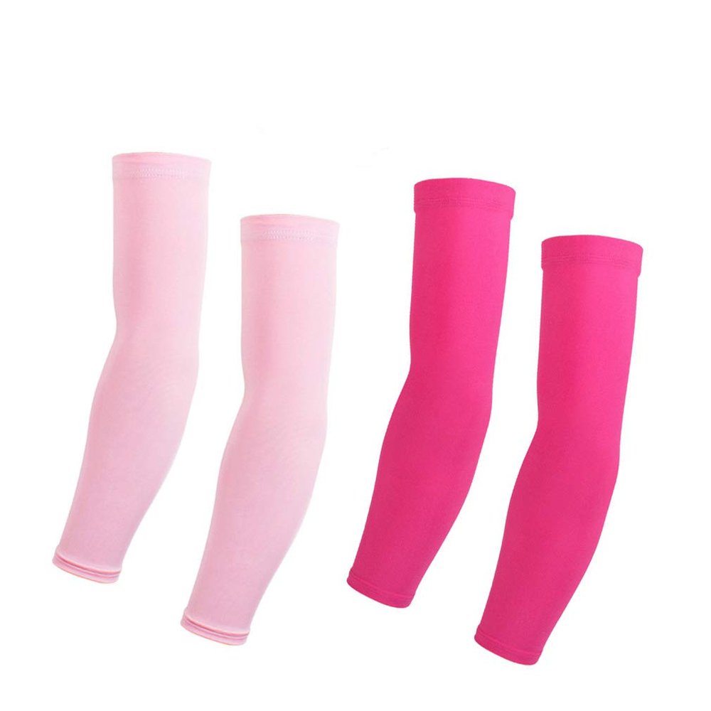 Arm Sleeves For Women Men (2 pair) Cycling Armwarmers Summer UV Sun Protection Red + Pink XXL