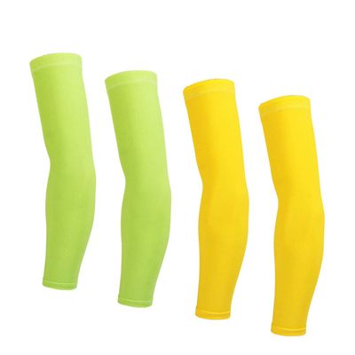Arm Sleeves For Women Men (2 pair) Cycling Armwarmers Summer UV Sun Protection Yellow + Green M