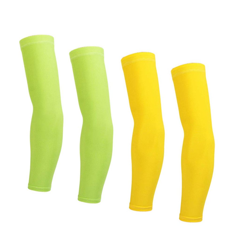 Arm Sleeves For Women Men (2 pair) Cycling Armwarmers Summer UV Sun Protection Yellow + Green M