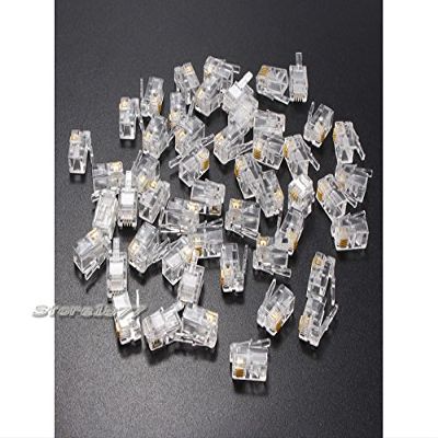 50pcs RJ11 Modular Plugs 6P4C For Solid Connectors s440