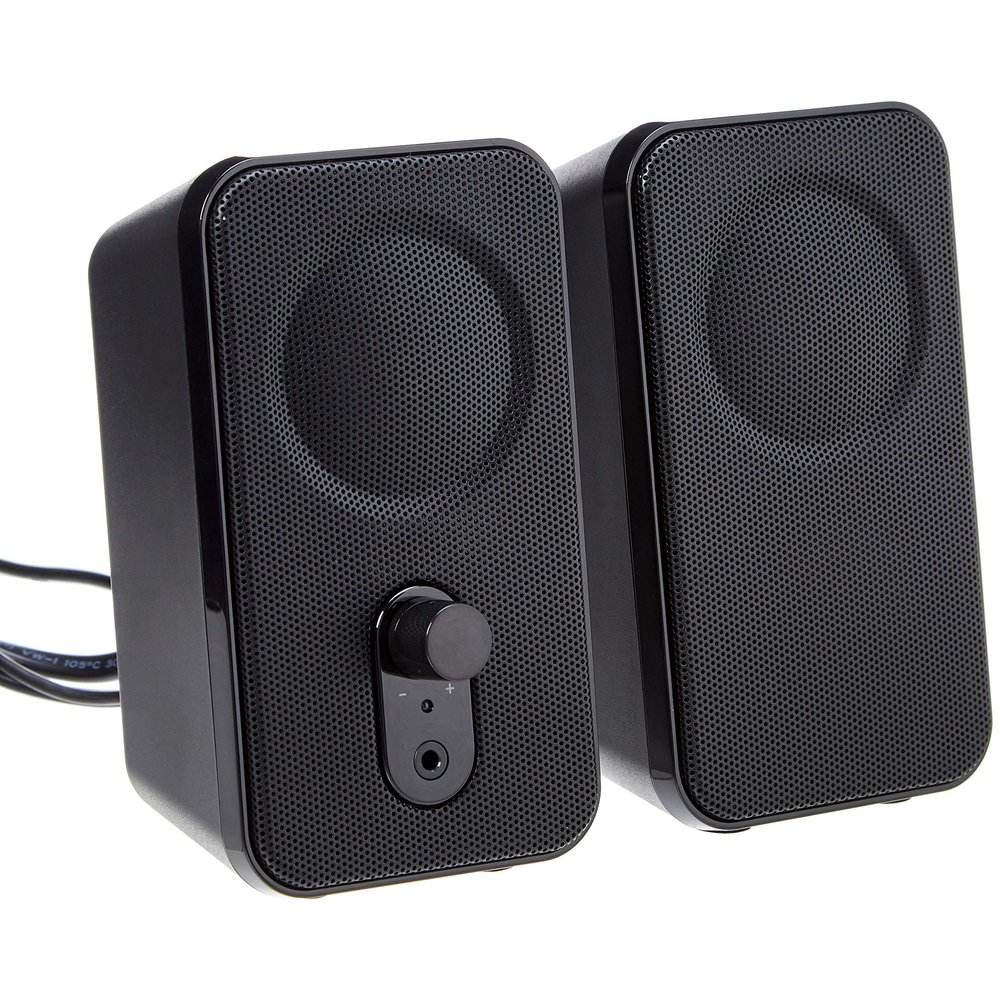 Amazon Basics Computer Speakers for Desktop or Laptop PC, AC-Powered (US Version), Black