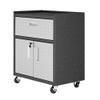 Manhattan Comfort Fortress Textured Metal 31.5" Garage Mobile Cabinet with 1 Full Extension Drawer and 2 Adjustable Shelves, Black/Gray view 1
