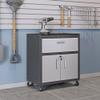 Manhattan Comfort Fortress Textured Metal 31.5" Garage Mobile Cabinet with 1 Full Extension Drawer and 2 Adjustable Shelves, Black/Gray view 2