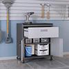 Manhattan Comfort Fortress Textured Metal 31.5" Garage Mobile Cabinet with 1 Full Extension Drawer and 2 Adjustable Shelves, Black/Gray view 4