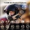 FreedConn Motorcycle Helmet Communication System T-COM SC 2Pack, 2-Way 800M Universal Helmet Bluetooth 5.0 Intercom kit with LCD Screen for Motorbike, Music Sharing/FM Radio/Siri/ IP65/ 2 in1 mic view 2