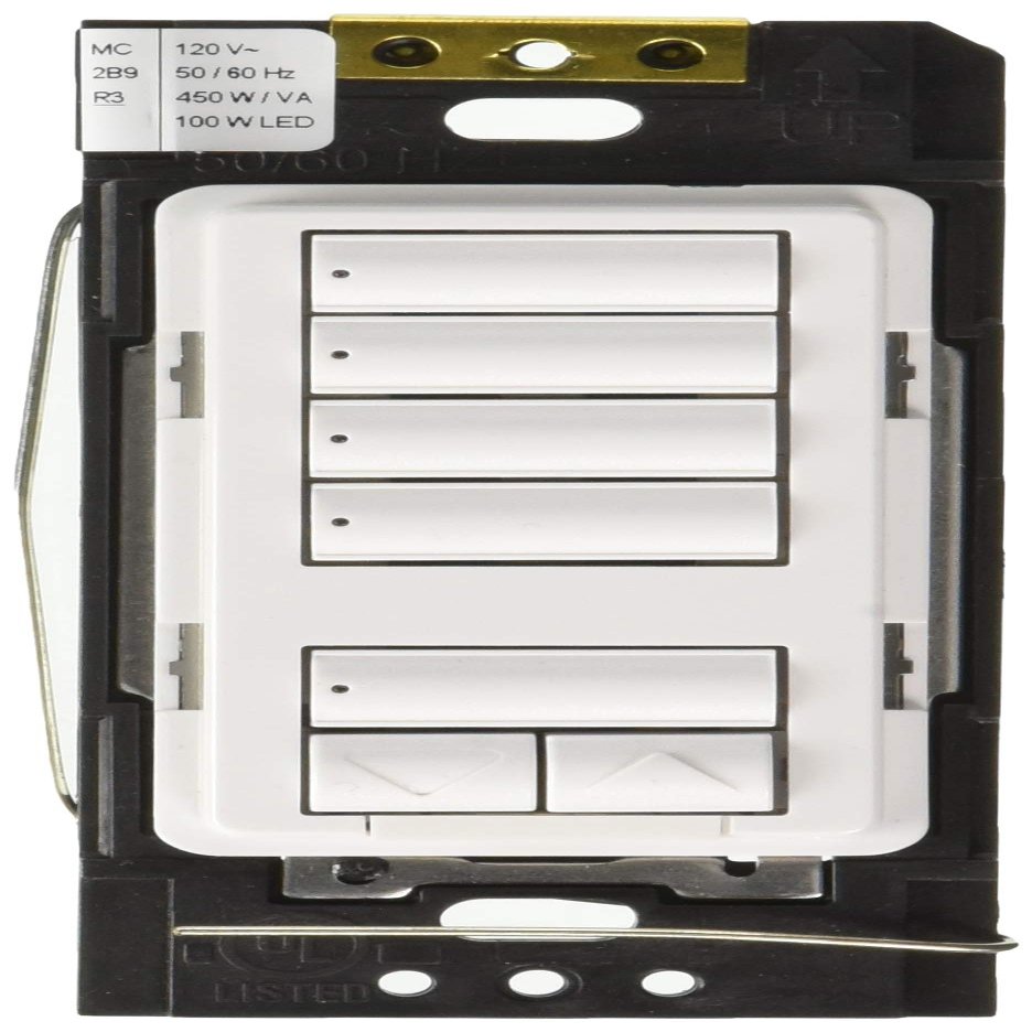 Lutron RRD-HN4S-WH RadioRA 2 Hybrid Keypads Function as a Dimmer and keypad Combined to a Single Device White