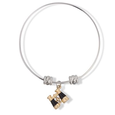 Dave The Bunny Binoculars Black Stainless Steel Charm Bangle