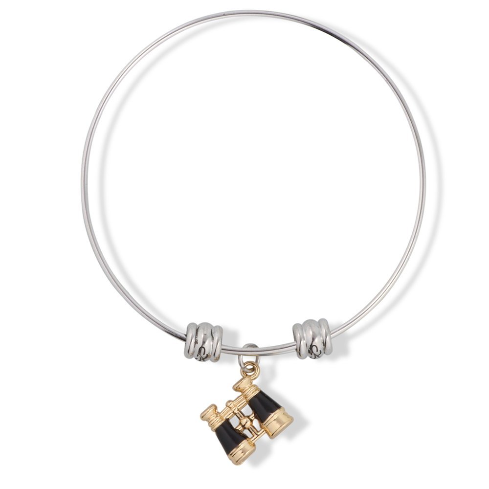 Dave The Bunny Binoculars Black Stainless Steel Charm Bangle