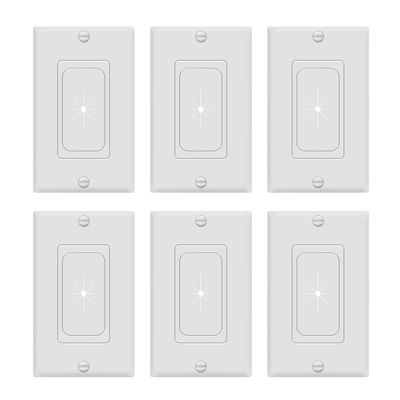 TOPGREENER Flexible Rubber Wall Grommet Insert with Decorator Wall Plate, Pass Through Plate for Low-Voltage Cables, Size 1-Gang 4.50" x 2.75," Polycarbonate Thermoplastic, TG8901-6PCS, White, 6 Pack