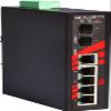 Antaira LNX-0702C-SFP Industrial-Grade 7-Port Unmanaged Fast Ethernet Switch, 2 SFP Slots, DIN-Rail Mount, -10 to 70C Operating Temperature, Redundant 12 to 48 VDC Power Input view 1