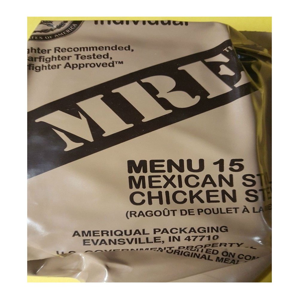 Andrews Corner MRE Meals Survival Food 2019 US MILITARY MEALS READY TO EAT Meal Prepper Food (Mexican Style Chicken Stew - Meal 15)