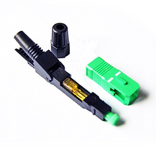 100pack FTTH SC/APC Optical Fiber Cable Quick Fast Connector Adapter Single Mode for CATV Network (100Pcs Green Black)