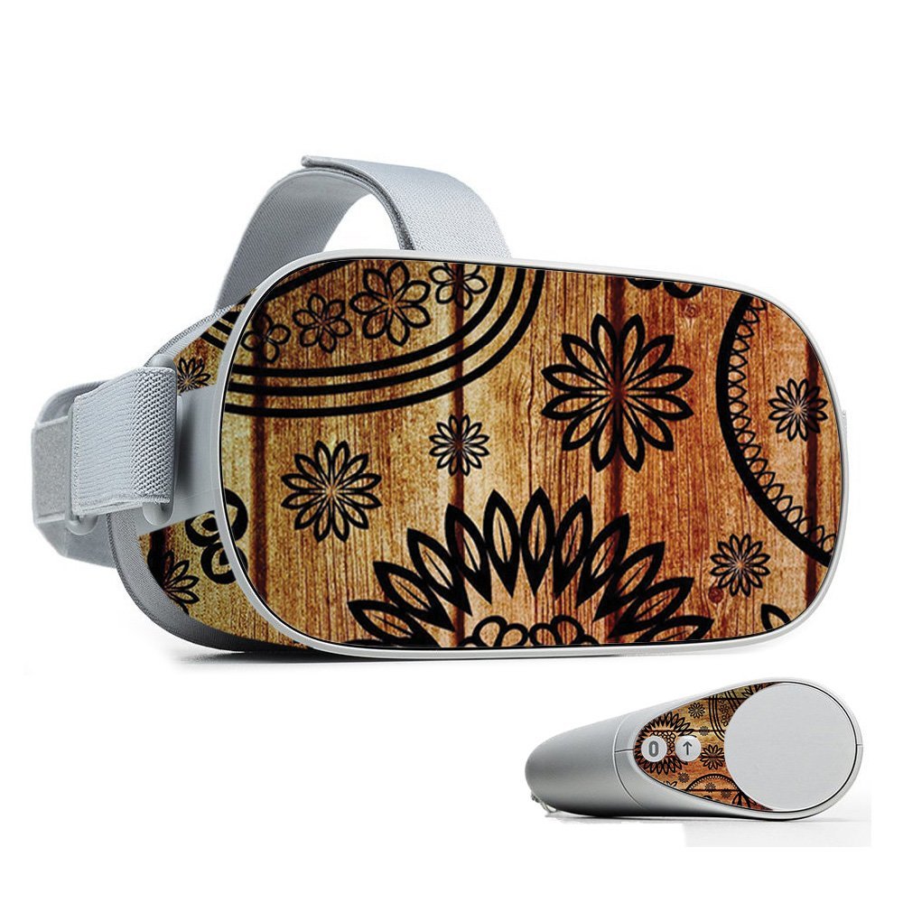 MightySkins Skin Compatible with Oculus Go Mobile VR - Wooden Floral | Protective, Durable, and Unique Vinyl Decal wrap Cover | Easy to Apply, Remove, and Change Styles | Made in The USA