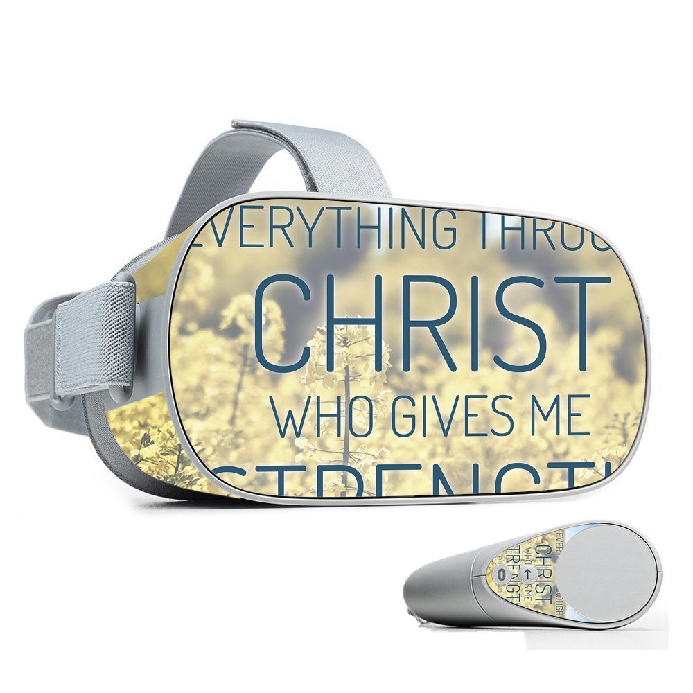 MightySkins Skin Compatible with Oculus Go Mobile VR - Through Christ | Protective, Durable, and Unique Vinyl Decal wrap Cover | Easy to Apply, Remove, and Change Styles | Made in The USA