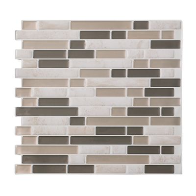 Tack Tile Peel & Stick Vinyl Backsplash Small Mosaic Brown (Pack of 3)