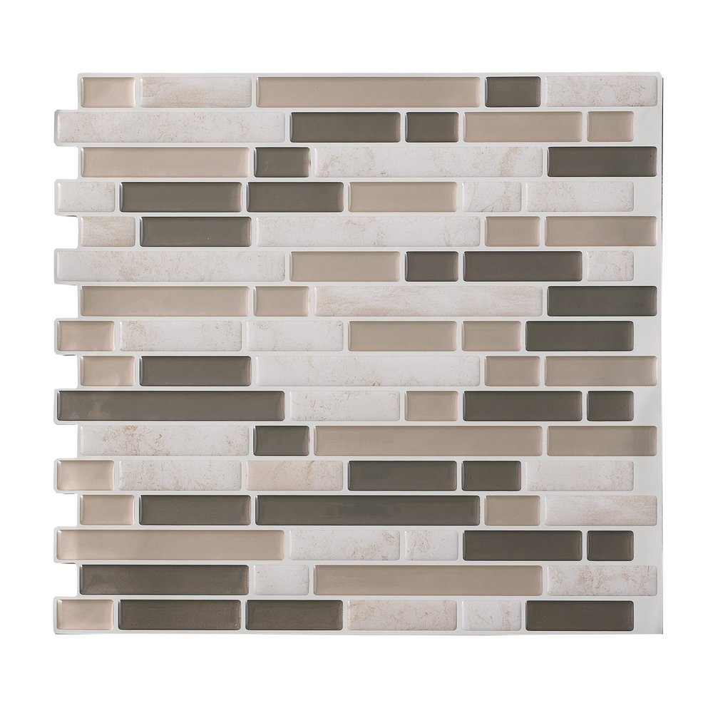 Tack Tile Peel & Stick Vinyl Backsplash Small Mosaic Brown (Pack of 3)