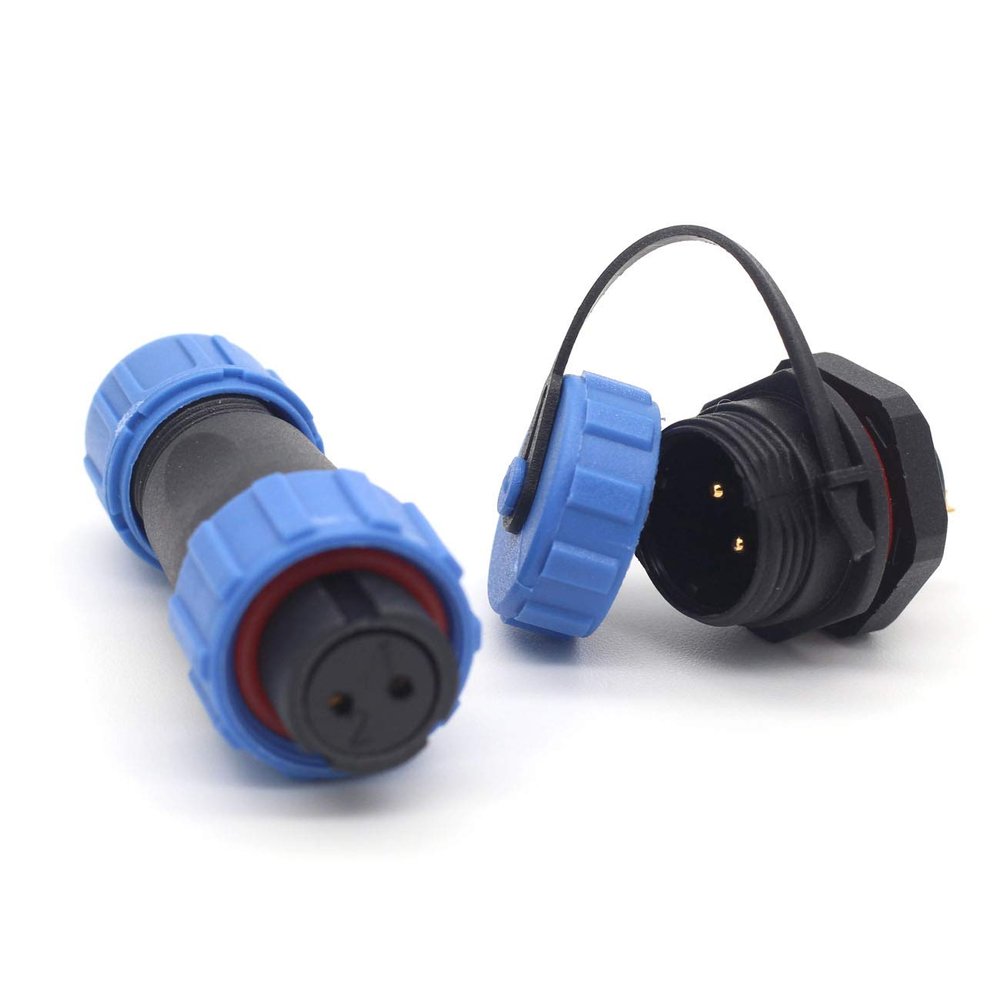 SZJELEN SP13 2pin/3pin/4pin/5pin/6pin/7pin/ 9pin Waterproof Aviation Cable Connectors,Female Plug and Male Socket,LED Light Power Connector (2pin, Panel Mount--Plug(Female)&Socket(Male))