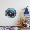 18" Port Scape King Neptunes Trident Porthole Sea Window Silver Wall Decal Sticker Kids Bedroom Under The Sea Ocean Nursery Decor Peel and Stick Mural view 2