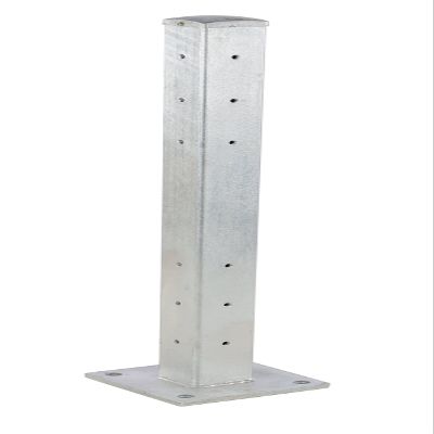 Vestil GR-F3R-BO-TP42-HDG Galvanized Steel Rigid Tube Post Bolt On Style 3-1/24 in. for 3 Ribbed Bolt On Style Guard Rails Gray
