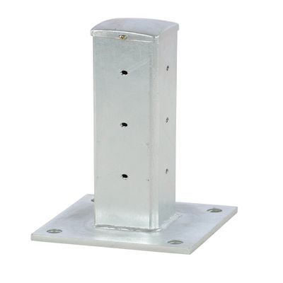 Vestil GR-F2R-BO-TP18-HDG Galvanized Steel Rigid Tube Post Bolt On Style 18 in. for 2 Ribbed Guard Rails Gray