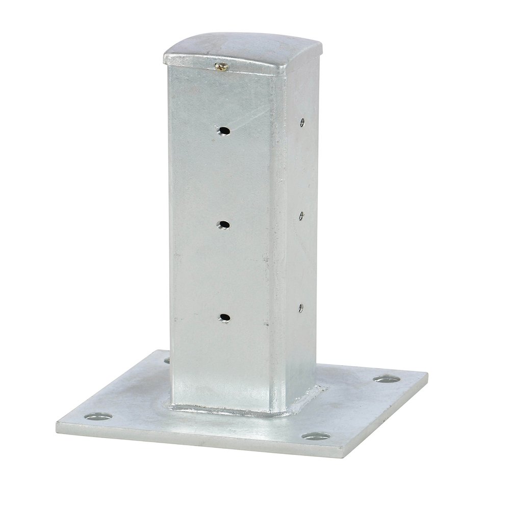 Vestil GR-F2R-BO-TP18-HDG Galvanized Steel Rigid Tube Post Bolt On Style 18 in. for 2 Ribbed Guard Rails Gray