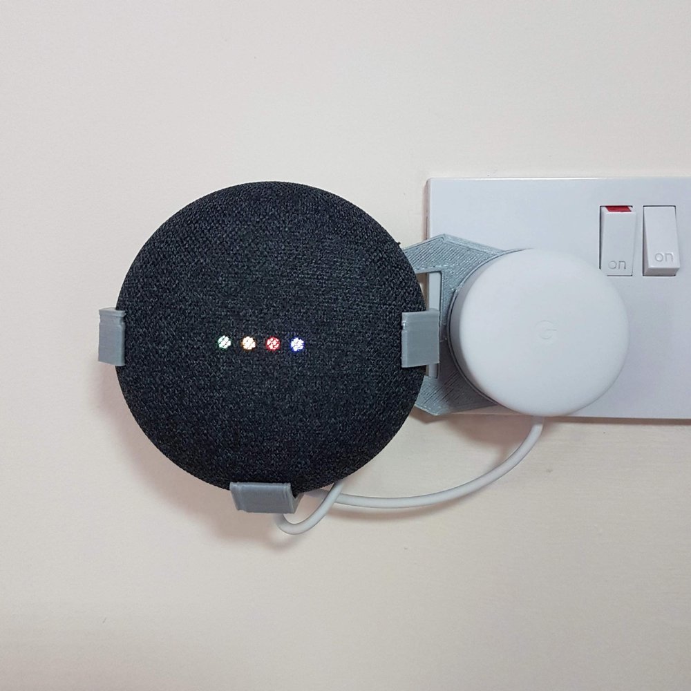 3D Cabin Adjustable Plug Hanger Compatible with Google Home Mini - Grey