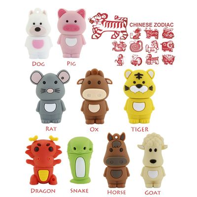 10 Pack 64GB USB 2.0 Flash Drive Bulk Thumb Drive Novelty Cute Chinese Zodiac Animal Shape Memory Stick Pen Drive Jump Drive Zip Drive