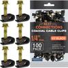 BEST CONNECTIONS Coaxial Cable Clips with Pre-Inserted Screw (1,000 Pack)  Black Single Cable Mounting Clamps for Coax Cable (RG6, RG59) and Ethernet Cable  Cord Fastener/Strain Relief Clip view 1