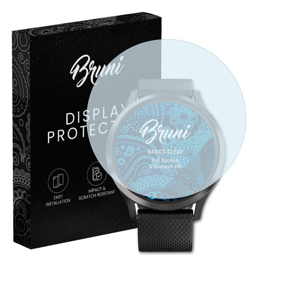 Bruni Screen Protector compatible with Garmin Vivomove HR Protector Film, crystal clear Protective Film (2X)