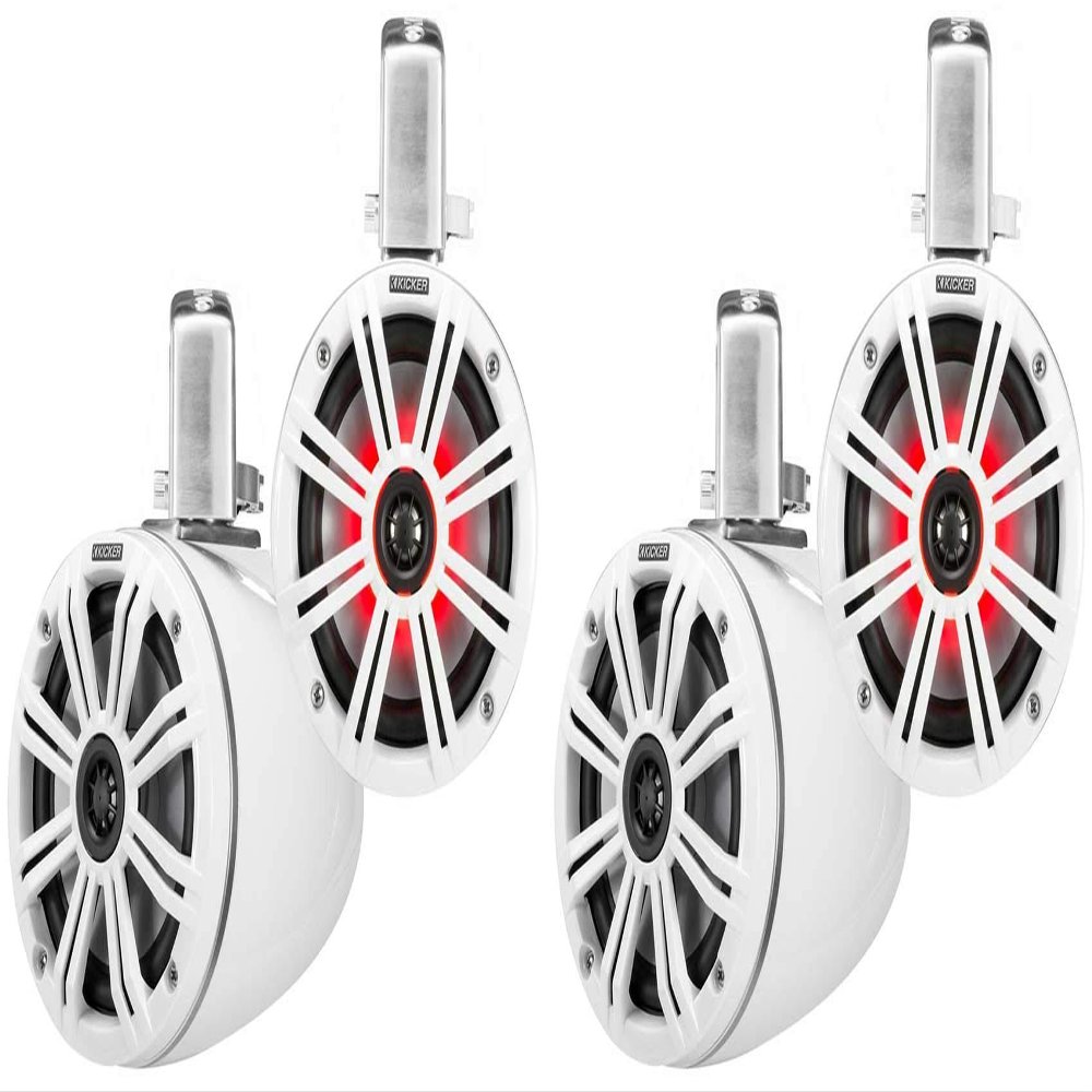 KICKER (4) 45KMTC65W 6.5" 780 Watt Marine Boat Wakeboard Tower Speakers w/LED's