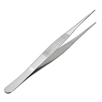uxcell 7-Inch Stainless Steel Straight Pointed Tweezers with Serrated Tip Daily Garden Tool