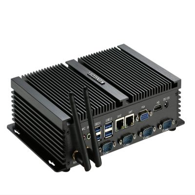 KINGDEL Powerful Mini Desktop Computer, Fanless Industrial PC, i5 Dual Core CPU, 8GB RAM, 256GB SSD, 2xNICs, 4xUSB 3.0, 4xCOM RS232, HD Port, WiFi, Metal Case, Silent Working