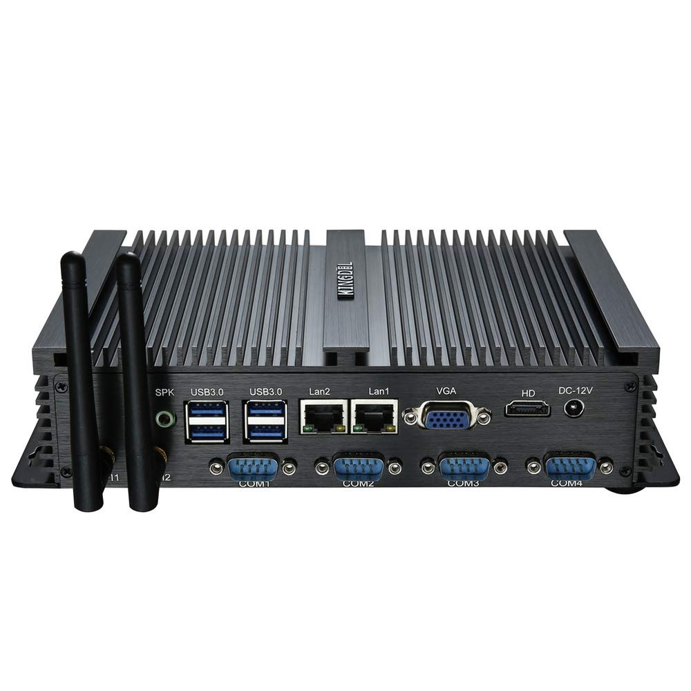 KINGDEL Powerful Mini Desktop Computer, Fanless Industrial PC, Core i5 Dual Core CPU, 8GB RAM, 512GB SSD, 2xNICs, 4xCOM RS232, HD Port+VGA, Metal Case, Wi-Fi, Silent Working