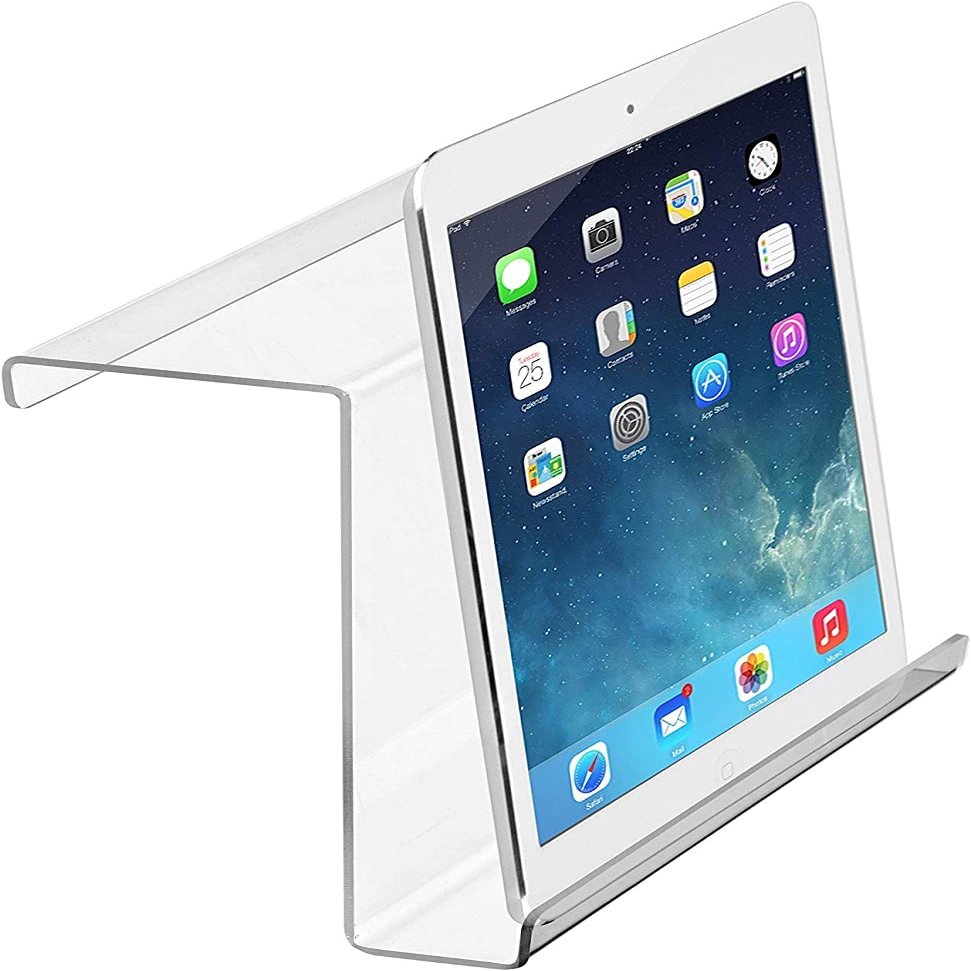Treadmill Tablet Holder - Exercise Bike Reading Stand/Acrylic Book Holder - Clear Acrylic Stand for Ipad, Tablet, Magazines and Books (9x11x 3.5 Inches)