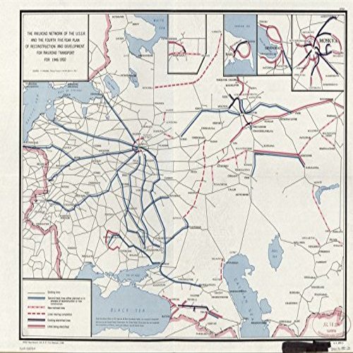 18" x 24" 1949 Map Of USSR Railroad Network & Fourth Five Year Plan Reconstruction & Development