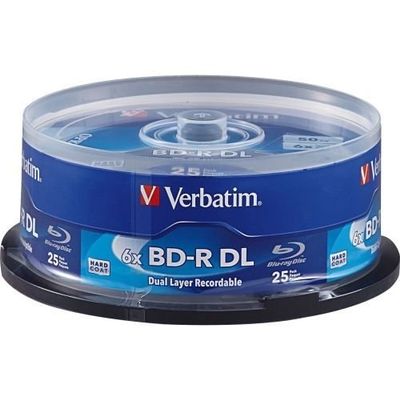 Verbatim BD-R DL 50GB 6X with Branded Surface - 25pk Spindle - 25pk Spindle - TAA Compliance