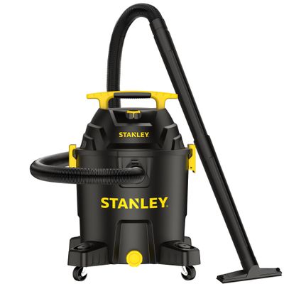 STANLEY 10 Gallon Wet Dry Vacuum, 6 Peak HP Poly Built-in Drain Shop Vac Blower with Powerful Suction, Multifunctional Shop Vacuum W/ 6 Horsepower Motor for Job Site, Garage, Basement, Van, Workshop