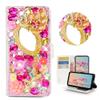 STENES Bling Case Compatible with Huawei Ascend XT2 Case - 3D Handmade Crystal Girls Mirror Peacock Pendant Flowers Wallet Credit Card Slots Fold Stand Leather Cover - Pink view 1