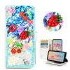 STENES Bling Case Compatible with Huawei P20 Pro Case - 3D Handmade Crystal Cherry Pineapple Floral Lips Wallet Credit Card Slots Fold Stand Leather Cover - Blue view 1