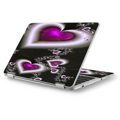 Skin Decal for Asus Chromebook 12.5" Flip C302CA Laptop Vinyl Wrap/Glowing Hearts Pink White