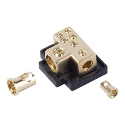 225FWY Gold Power Ground Distribution Block 0/2/4/8 Gauge in (4) 8 Gauge Out Marine Car AWG