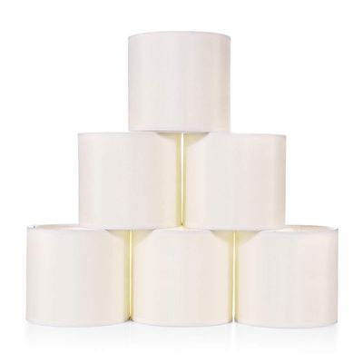 Wellmet Small Lamp Shades,ONLY for Candle Bulbs,Clip-on Drum Mini Lampshades,Set of 6, 5.5"x 5.5"x5",Cream White