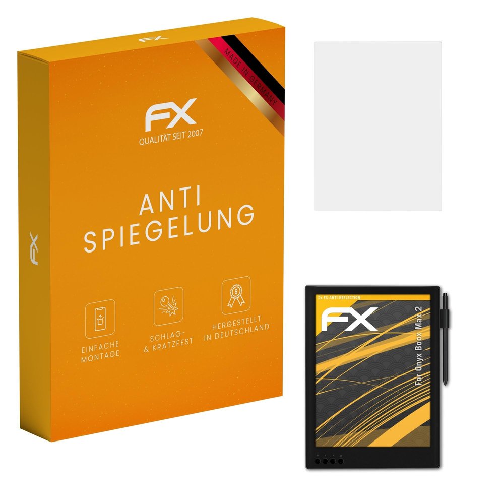 atFoliX Screen Protector compatible with Onyx Boox Max 2 Screen Protection Film, anti-reflective and shock-absorbing FX Protector Film (2X)