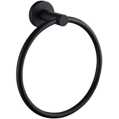 APLusee Hand Towel Ring, Matte Black, 304 Stainless Steel, Wall Mount