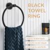 APLusee Hand Towel Ring, Matte Black, 304 Stainless Steel, Wall Mount view 2