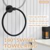 APLusee Hand Towel Ring, Matte Black, 304 Stainless Steel, Wall Mount view 4