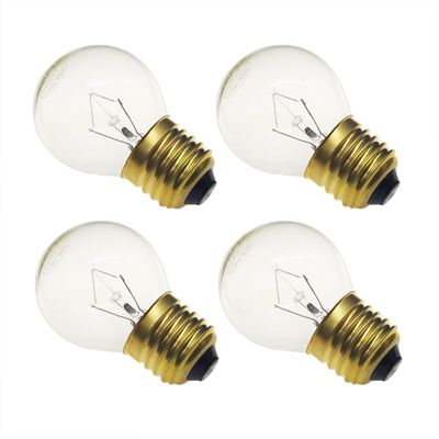 G45 High Temp Oven Light Bulb, 40 Watt 120V 570 F, E26 Medium Base, 4-Pack